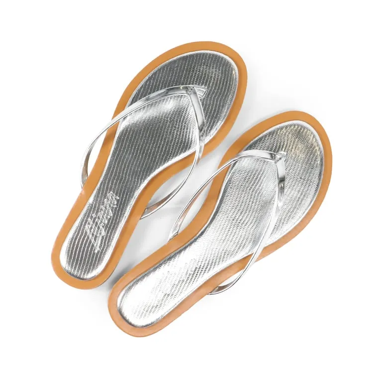 AGORA-1 BASIC FLAT THONG SLIDE WITH COMFY DETAIL ON-SILVER