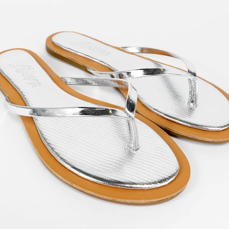 AGORA-1 BASIC FLAT THONG SLIDE WITH COMFY DETAIL ON-SILVER