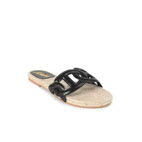 AILEEN-1 PU FOAM UPPER ESPADRILLE SANDAL - BLACK