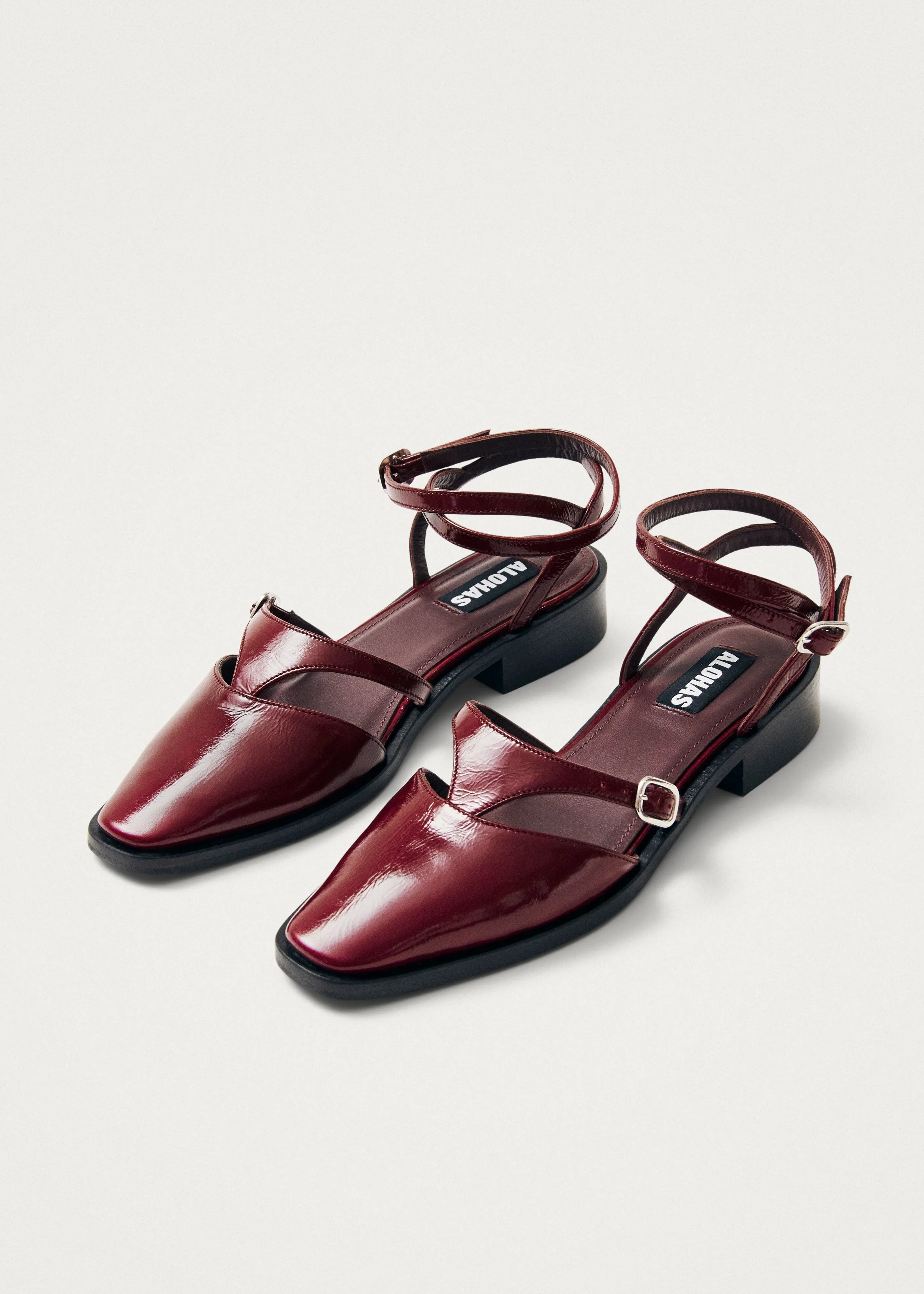 Aveline Burgundy Leather Ballet Flats