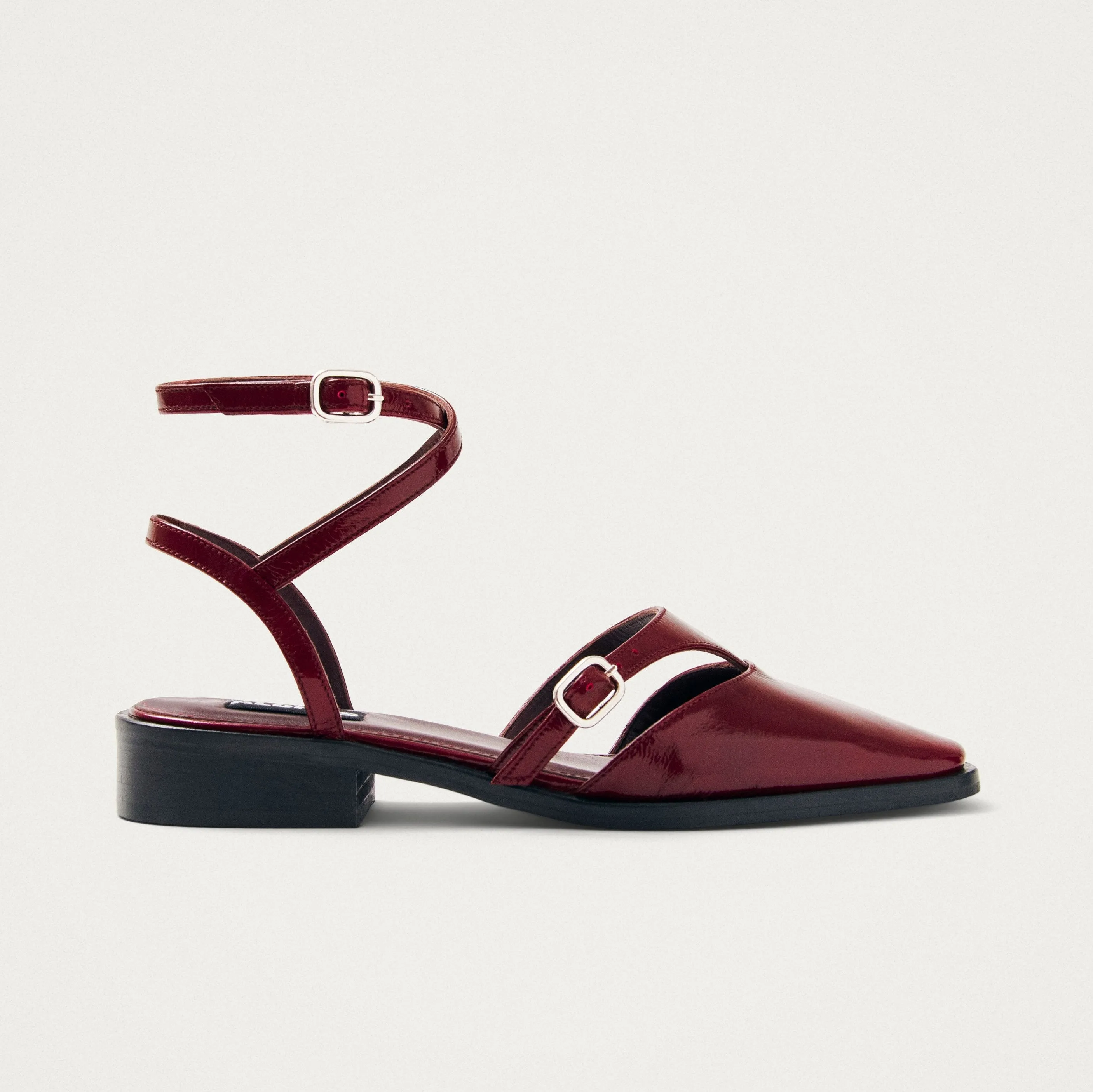 Aveline Burgundy Leather Ballet Flats