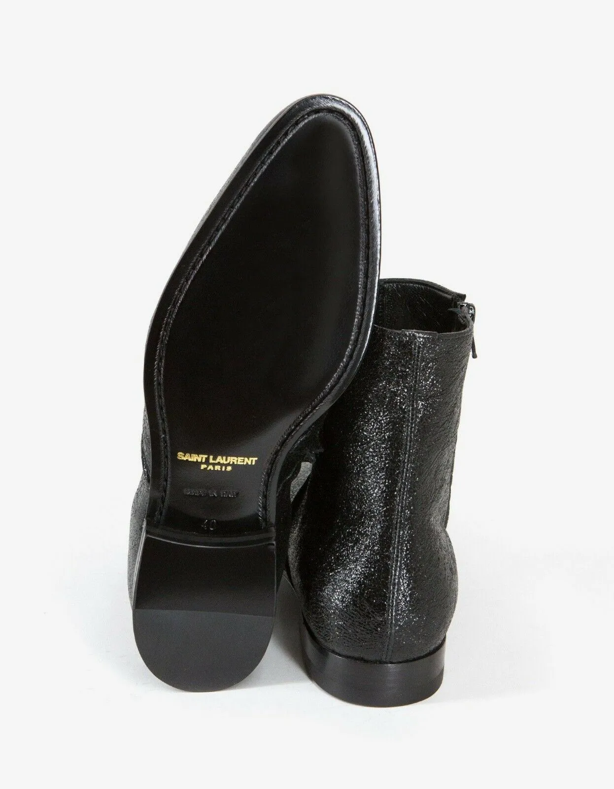 Black Coated Leather Chelsea Boots