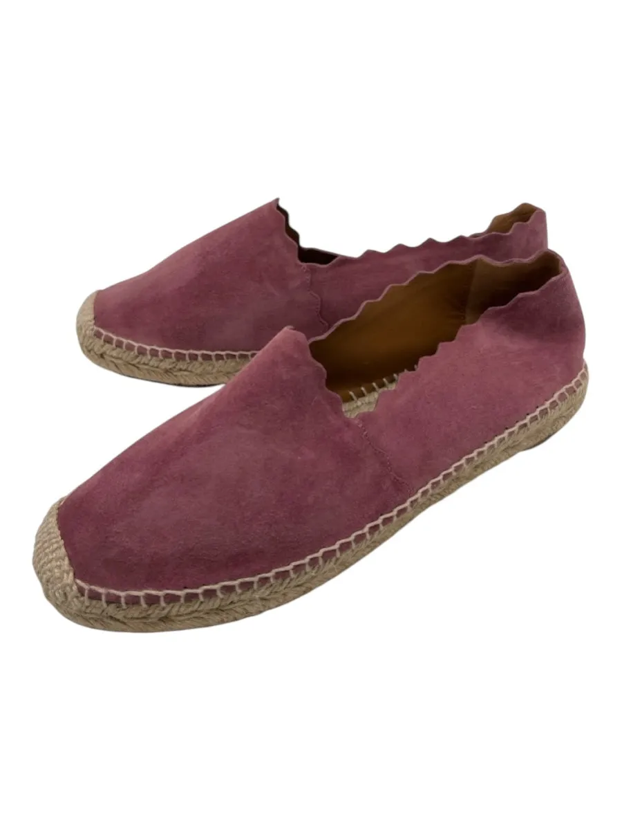 Chloe Shoe Size 38 Dusty Purple Suede Scalloped Espadrille Moccasin Flats