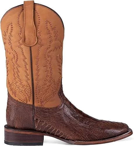 CIRCLE G by Corral Brass & Yellow Mens Ostrich Square Toe Boots L6059