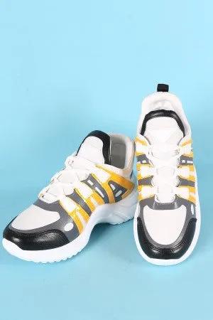 Colorblock Elastane Trim Lace-Up Sneaker