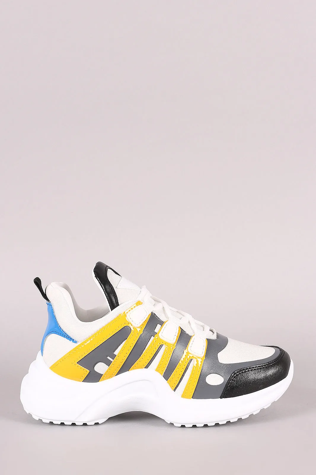 Colorblock Elastane Trim Lace-Up Sneaker