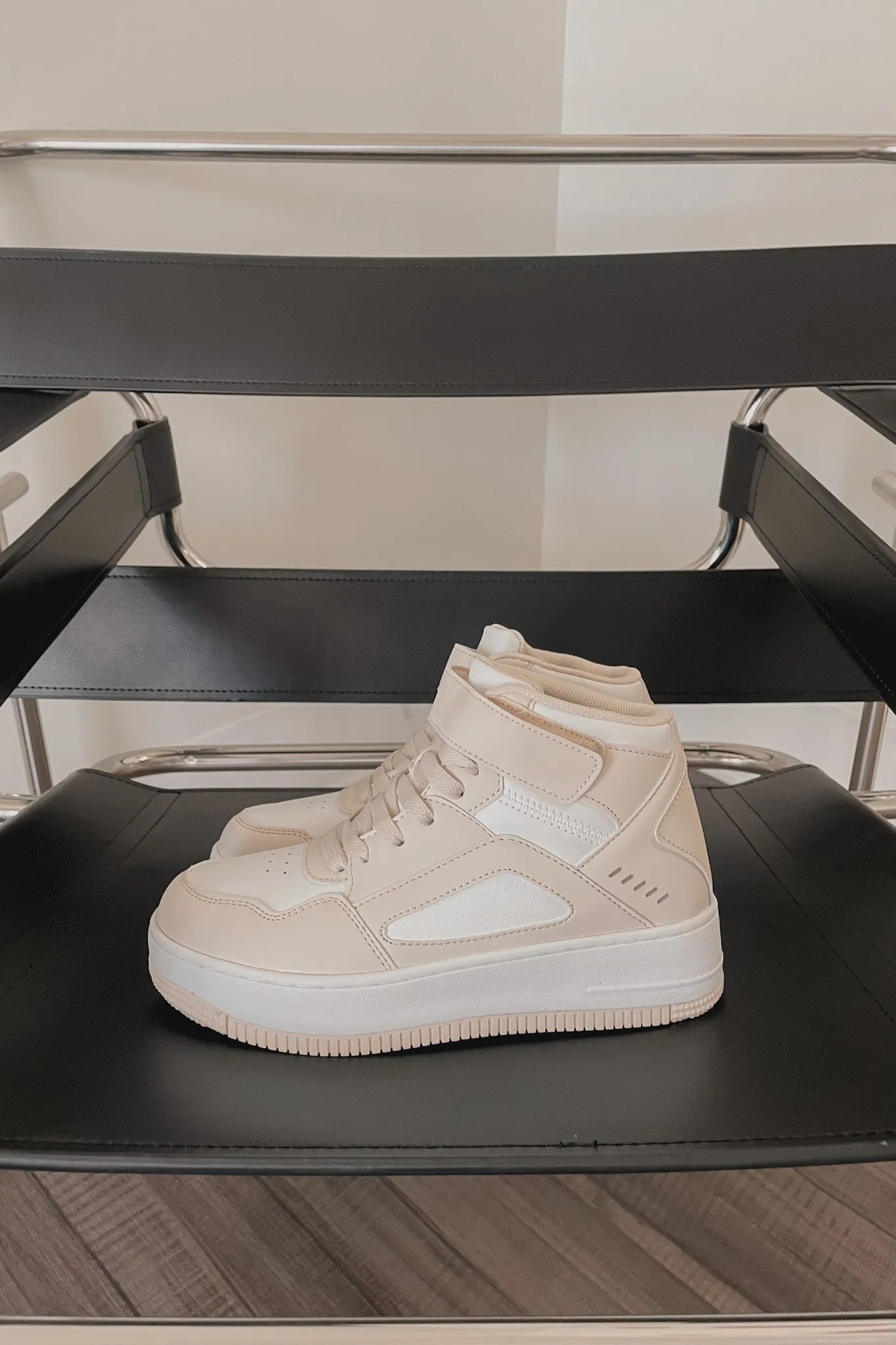 Cora High Top Sneakers in Beige & White