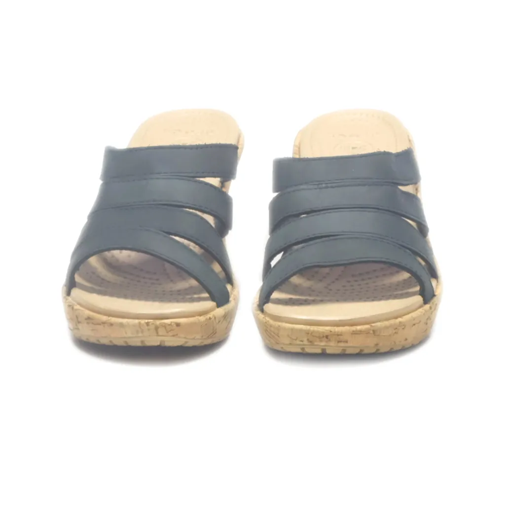 Crocs A-Leigh Wedge Sandals Leather Black Colour For Women