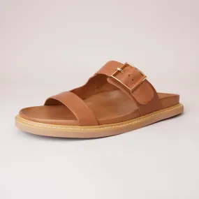 Dedra Brandy Leather Slides