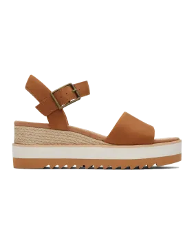 Diana Tan Leather Wedge Sandals in Tan