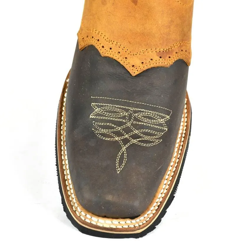 El Tejano Brown and Tan Leather Roper Cowboy Boot-801