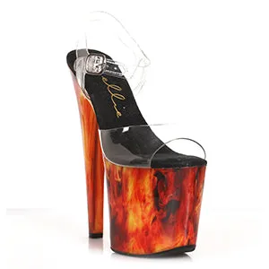 Fiery-821 Fire Detailed 8" Platform Sandals