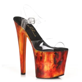 Fiery-821 Fire Detailed 8" Platform Sandals