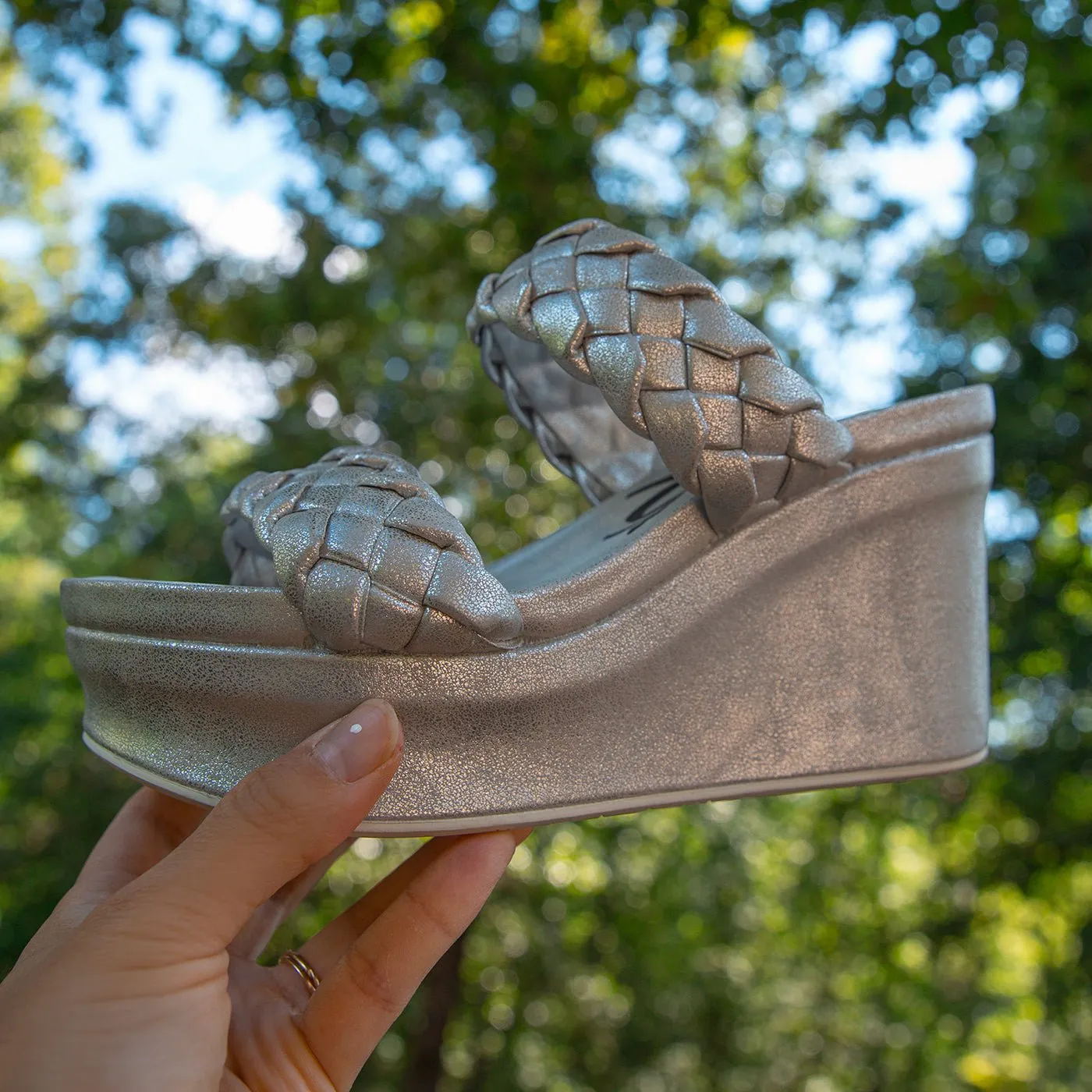 FLUENT in SILVER Wedge Sandals