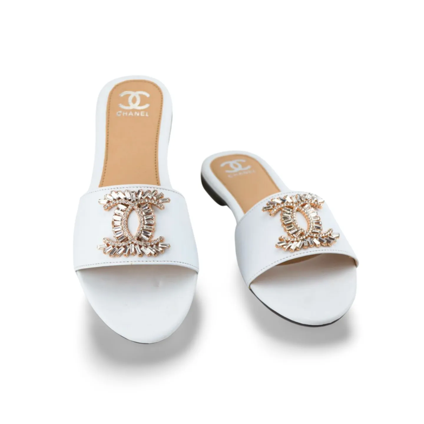 Gorgeous Flat Sandals with Rhinestone Accents - Iconic Luxury & Sparkle