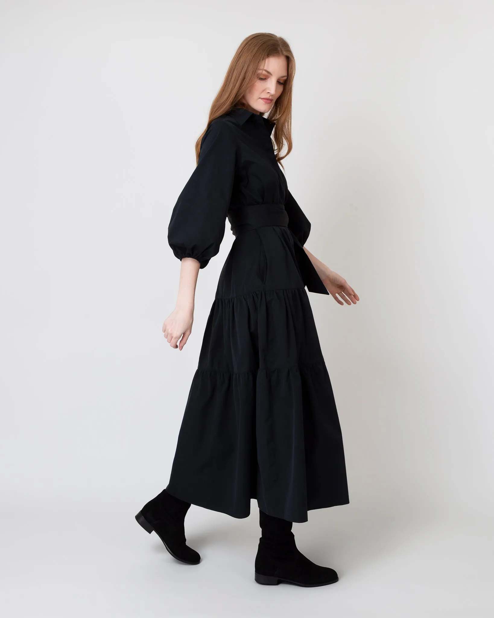 Isla Shirtdress in Black Poplin