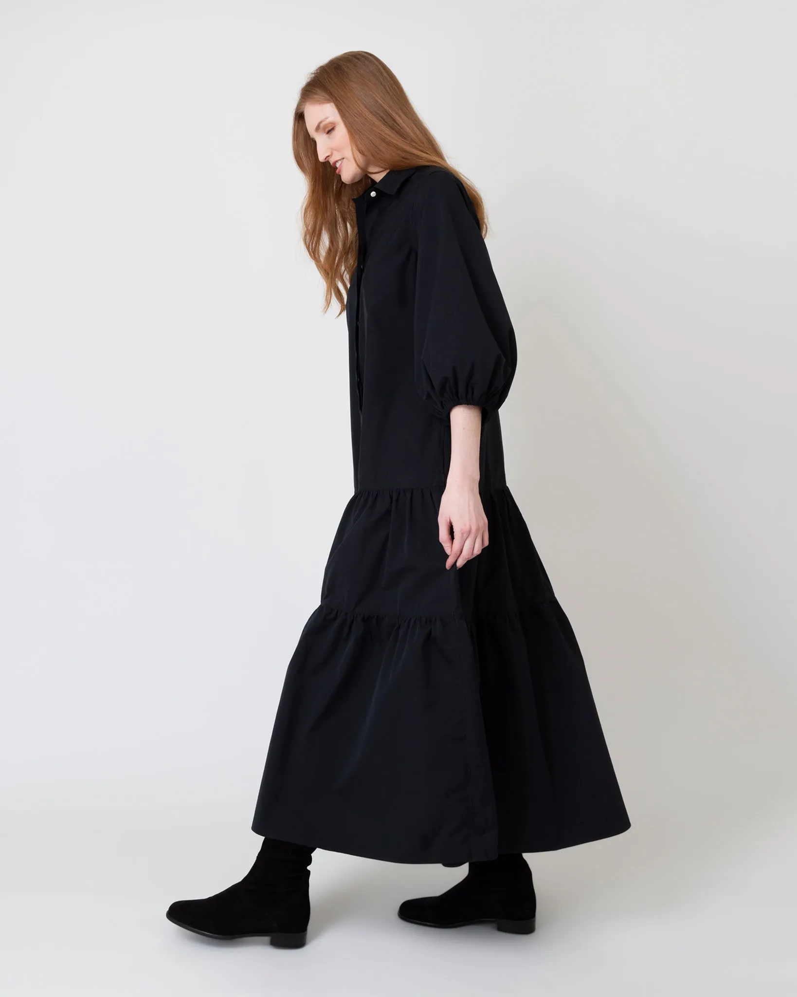 Isla Shirtdress in Black Poplin