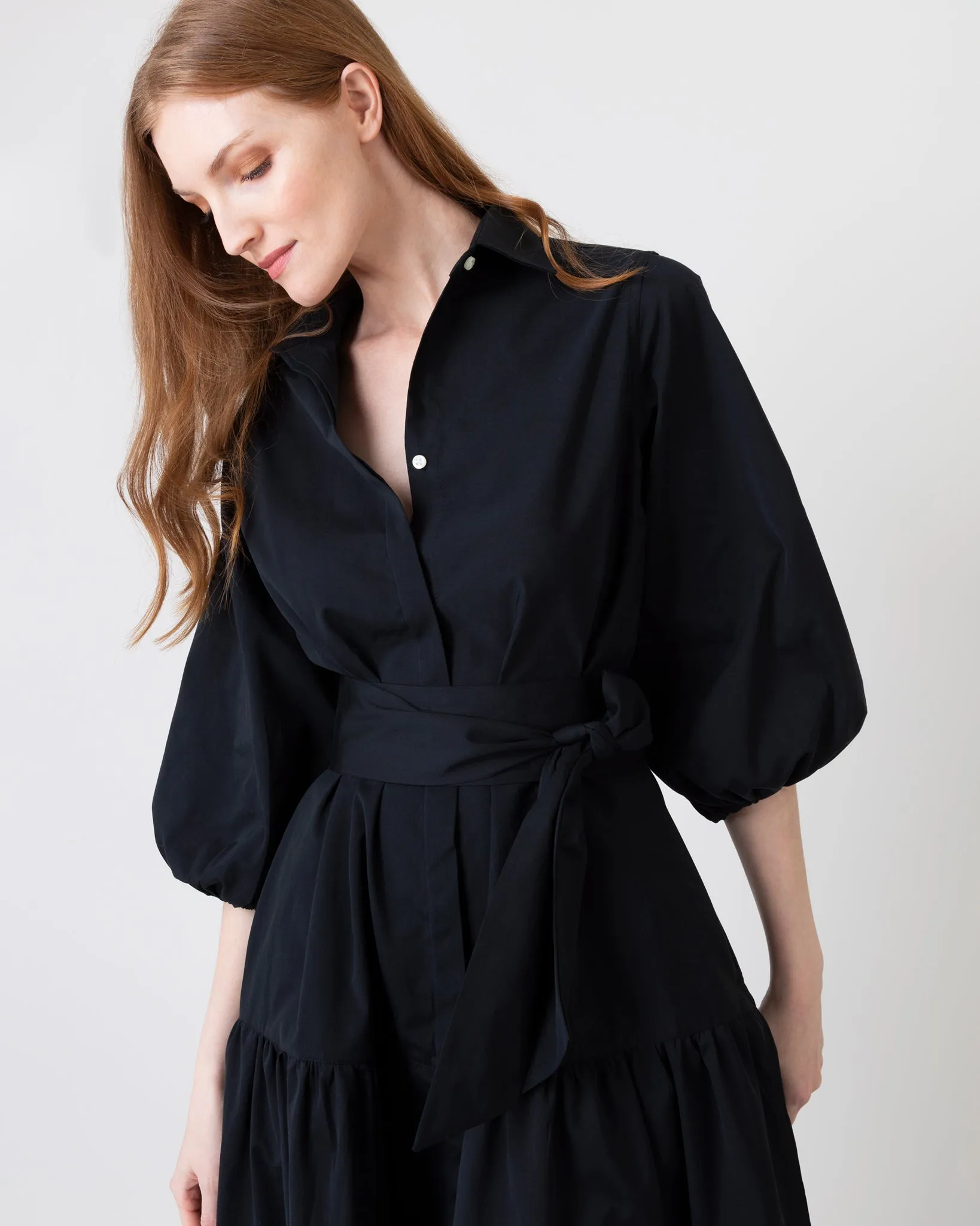 Isla Shirtdress in Black Poplin