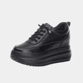 Joskaa 2024 New Round Toe Black Platform Sneakers