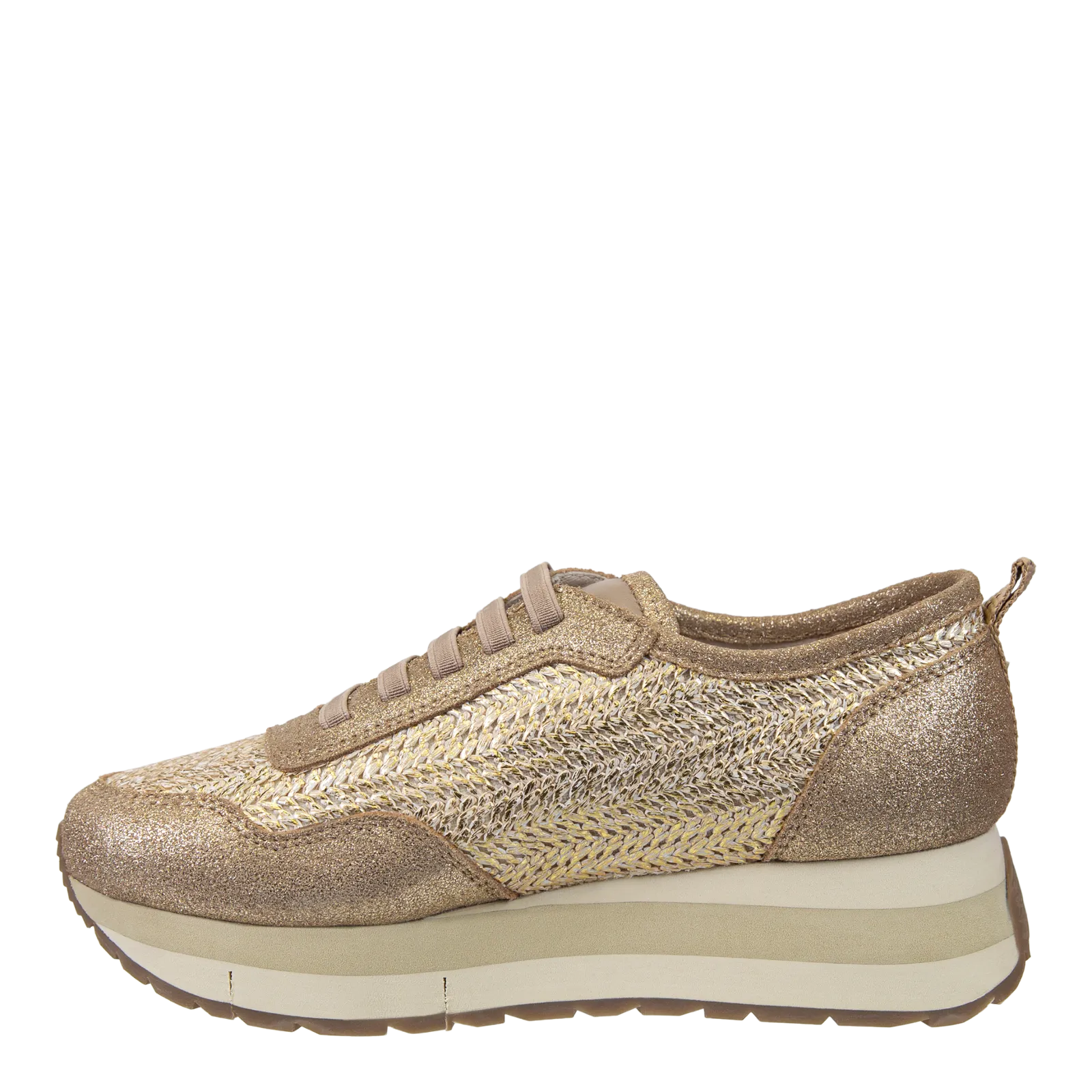 KINETIC in GOLD RAFFIA Platform Sneakers