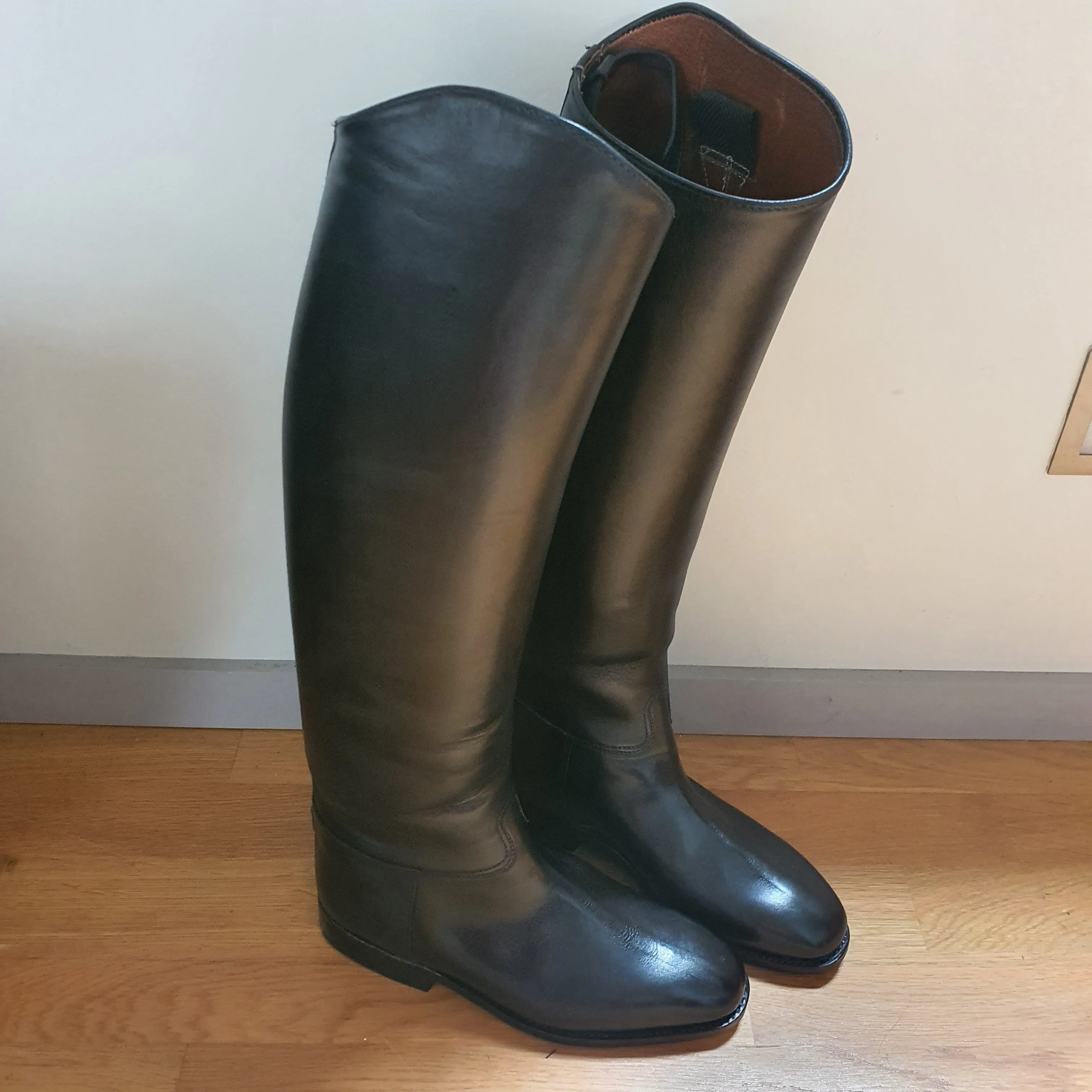 Konigs black long leather dressage / Showing riding boots size 38