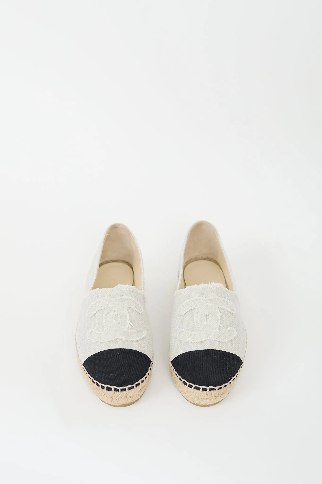 Light Grey & Black Canvas CC Espadrille Flat