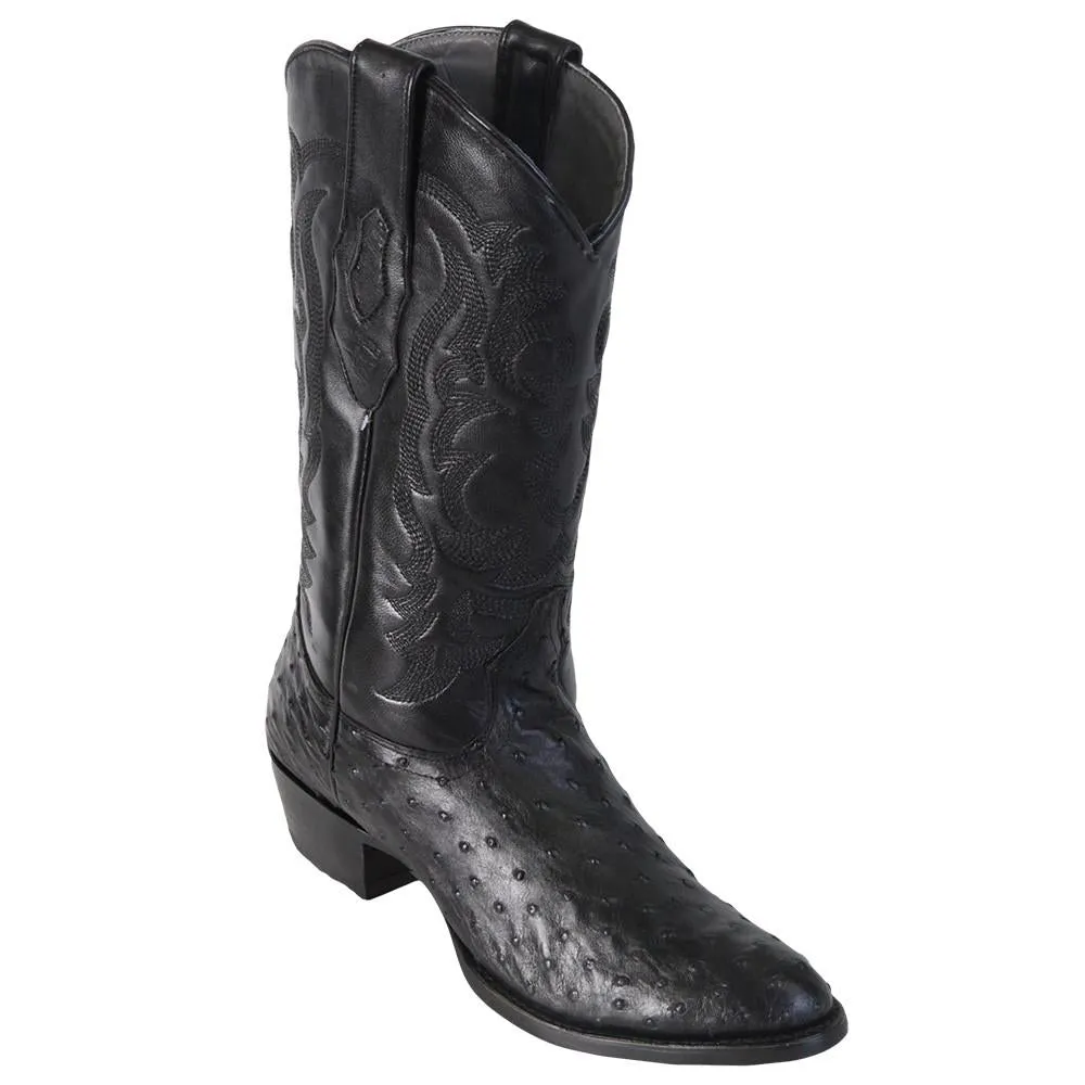 Los Altos Men's Full Quill Ostrich Round Toe Western Boots