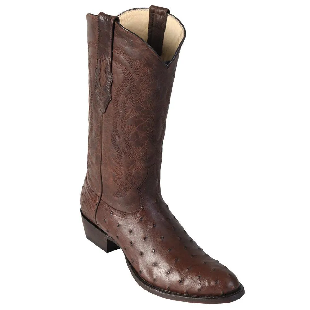 Los Altos Men's Full Quill Ostrich Round Toe Western Boots