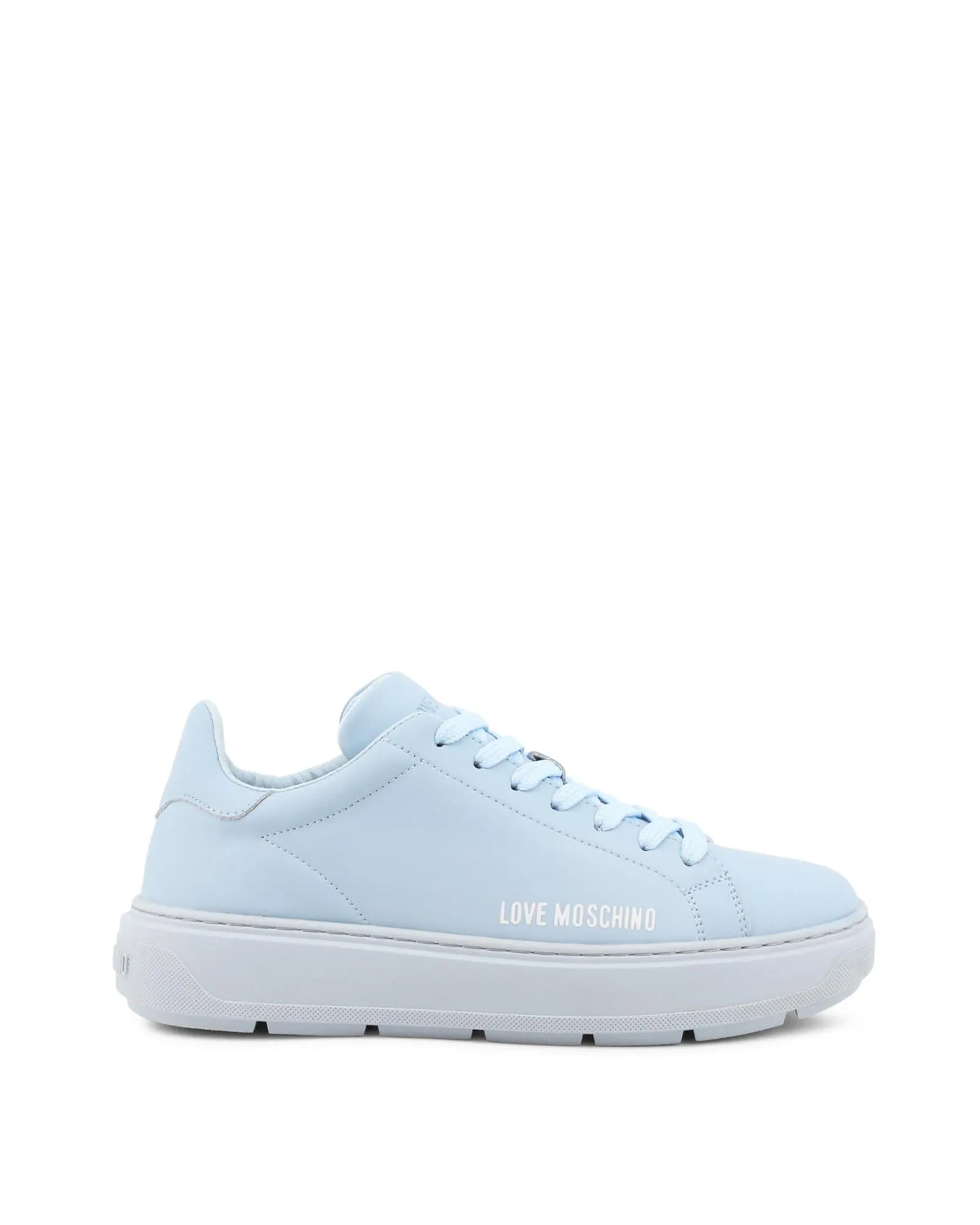 Love Moschino Womens Sneakers Light Blue Leather Casual Low Top Shoes BD382680