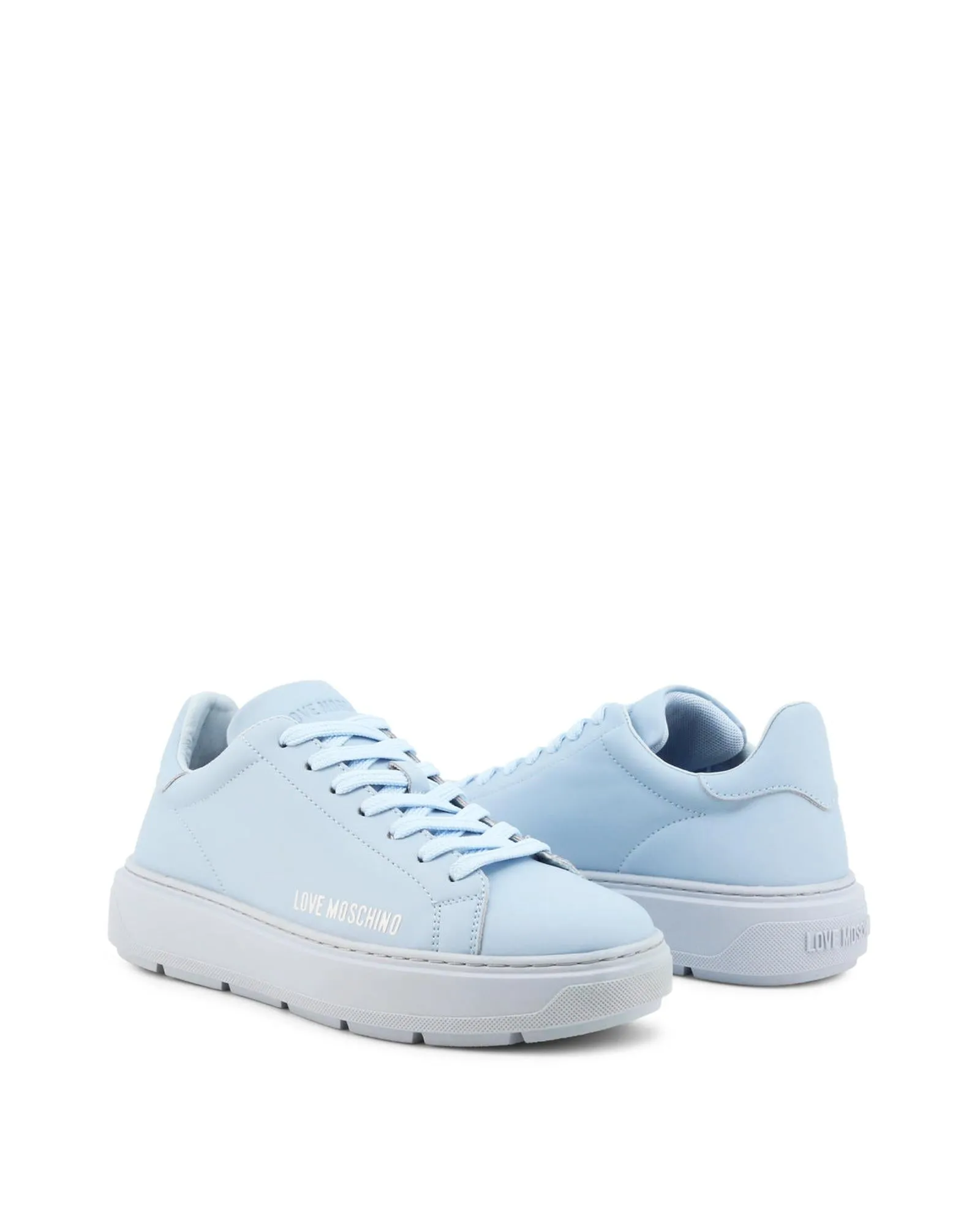 Love Moschino Womens Sneakers Light Blue Leather Casual Low Top Shoes BD382680