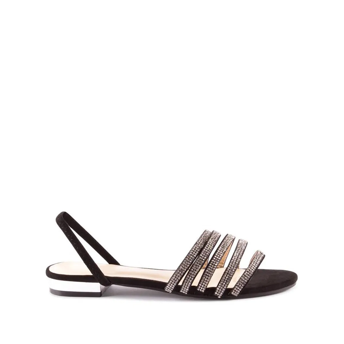 Low Slip-On Sandal with Diamante Strap