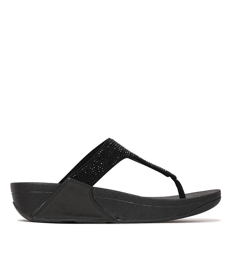 Lulu Crystal All Black Sandals