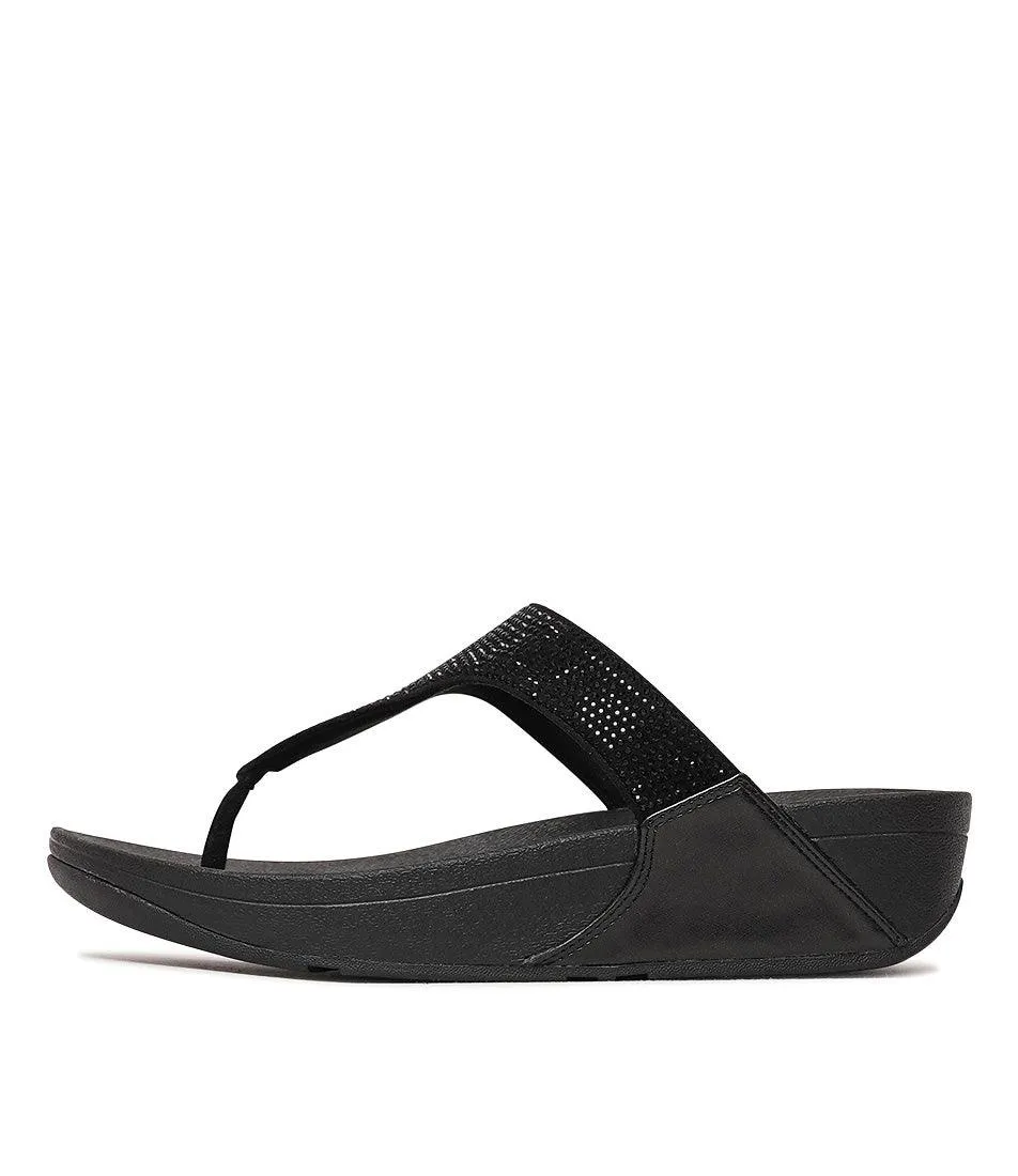 Lulu Crystal All Black Sandals