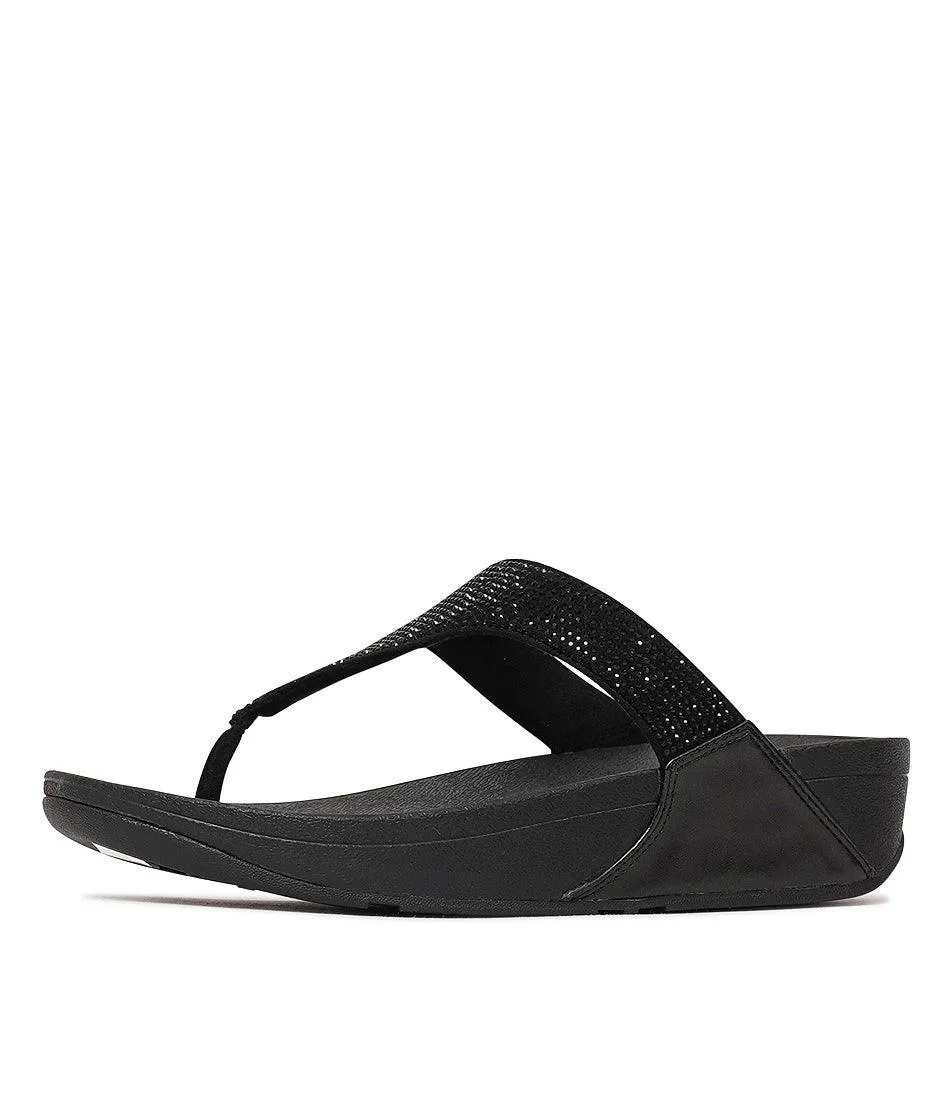 Lulu Crystal All Black Sandals