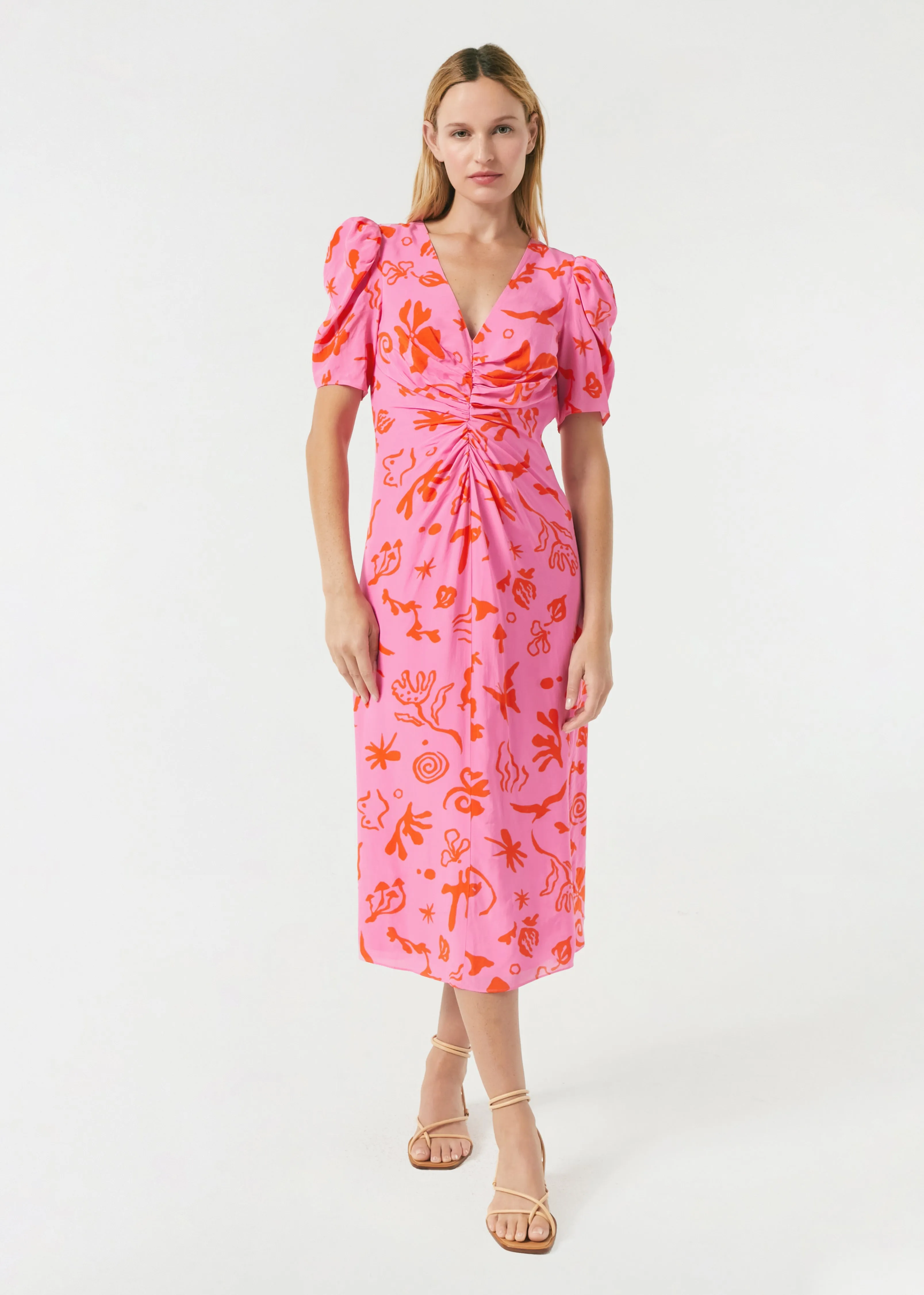 Maci Dress | Pink Botanical Abstract