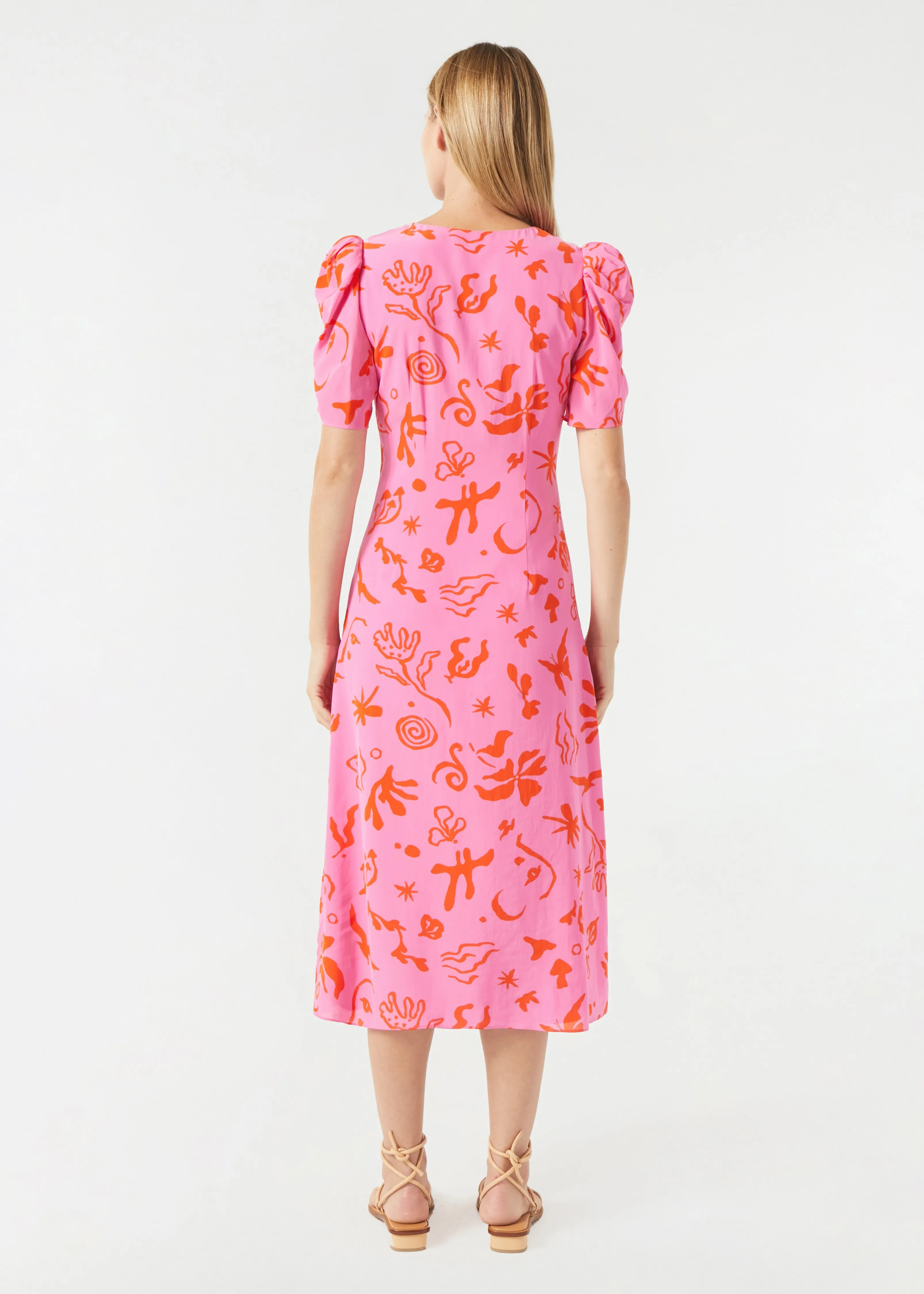 Maci Dress | Pink Botanical Abstract