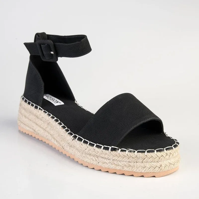 Madison Carina Closed Back Espadrille Sandals - Black