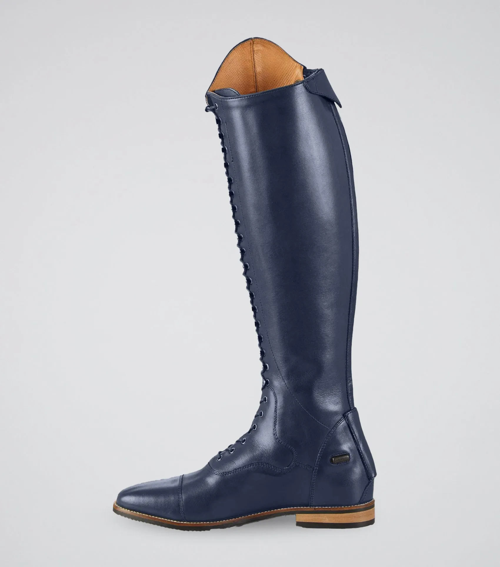 Maurizia Ladies Lace Front Tall Leather Riding Boot Navy (Regular Calf)