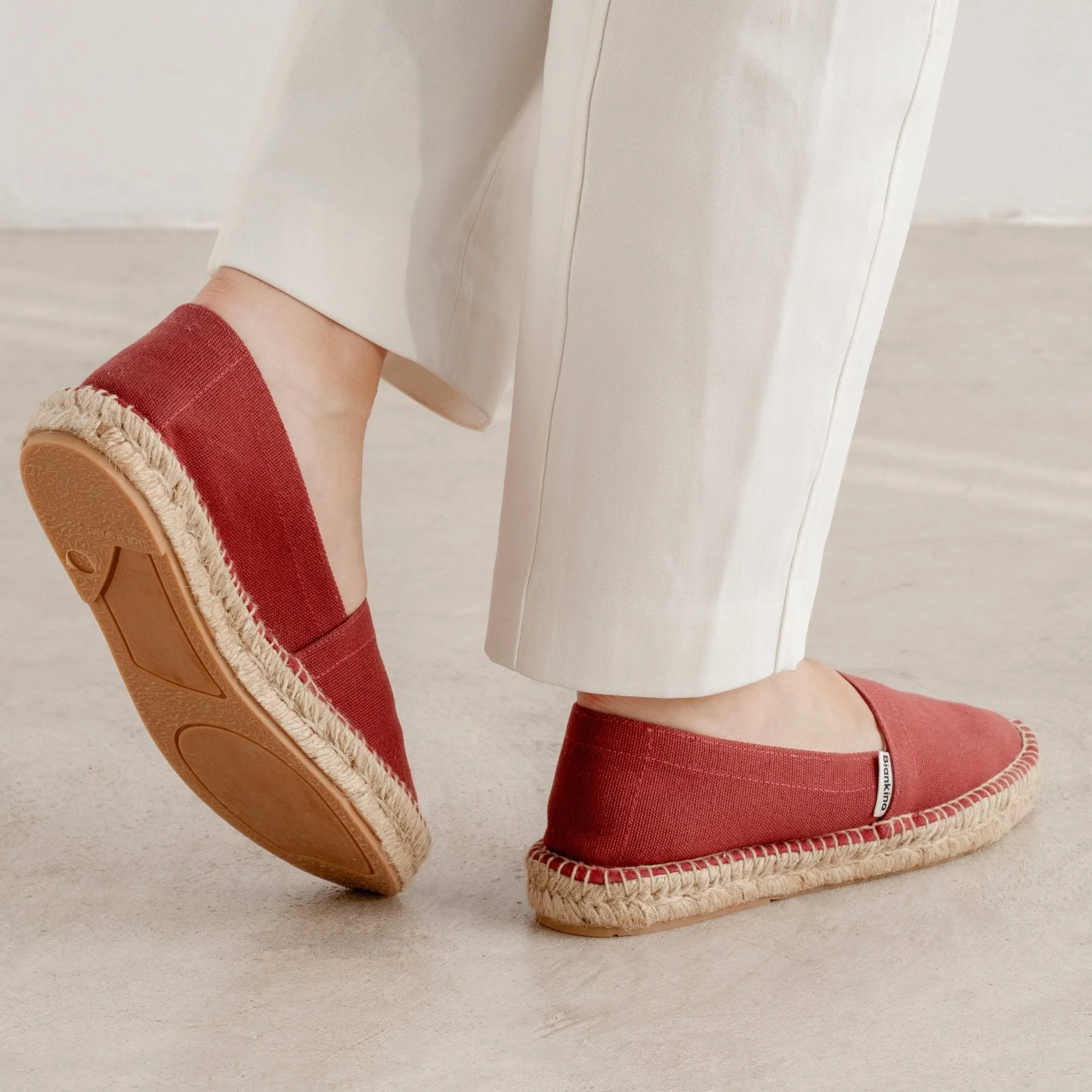 Mila Sustainable, Eco Friendly, Vegan Canvas Espadrille Flats - Red