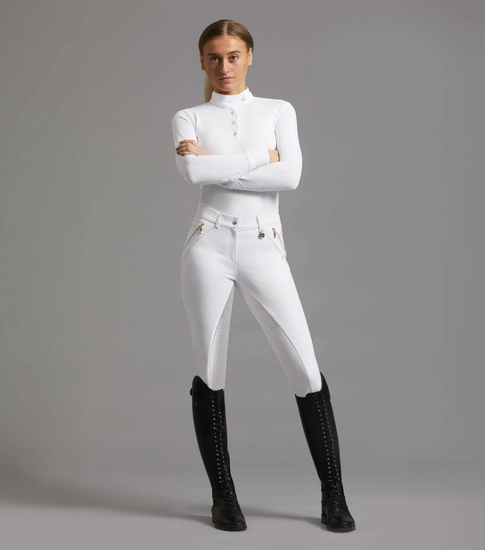 Milliania Ladies Full Seat Gel Competition Breeches White