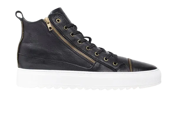 MMS Leather Black Boot 1/4 Zip Italian Sneaker