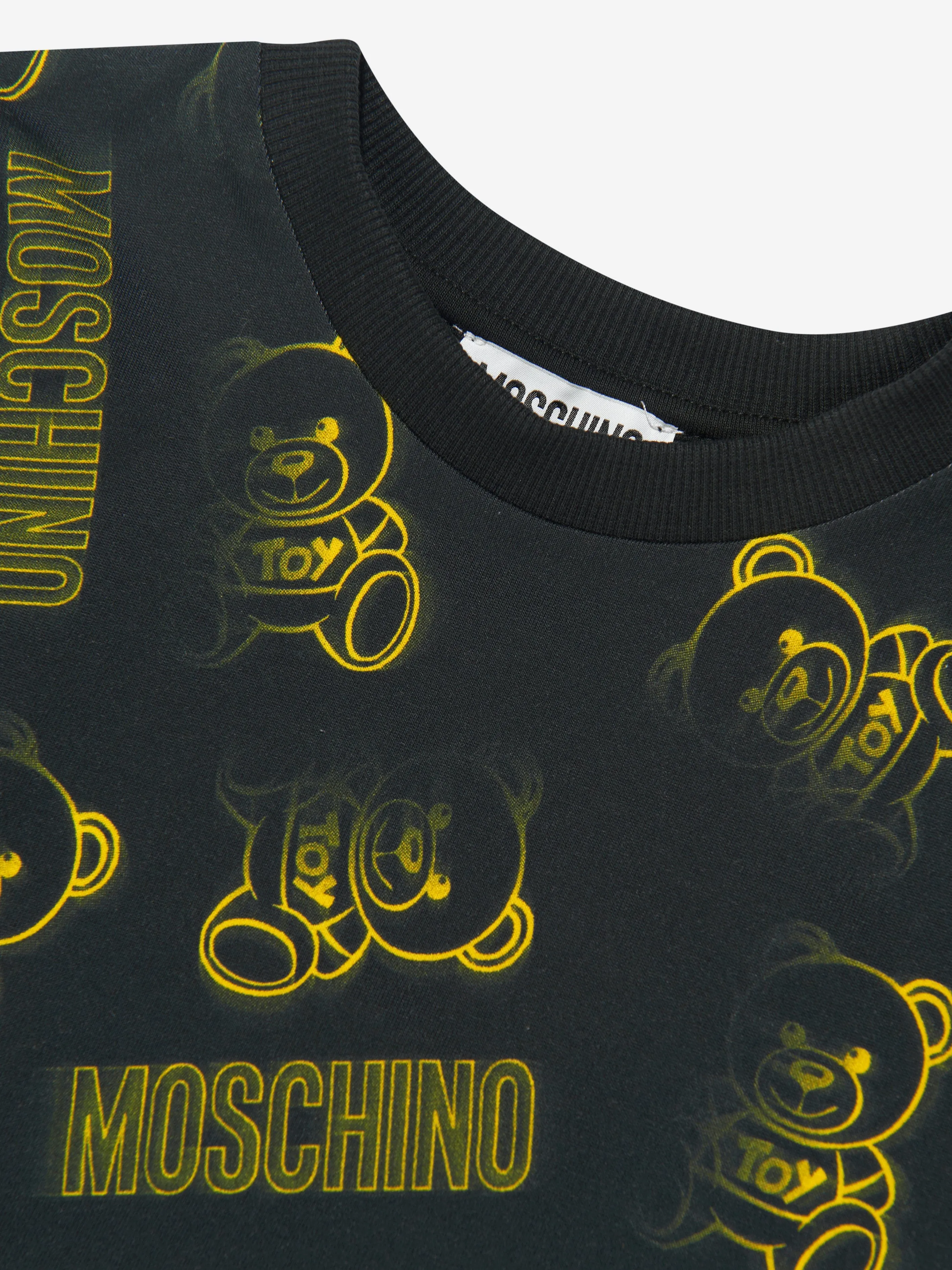 Moschino Boys Teddy Logo Print T-Shirt in Black