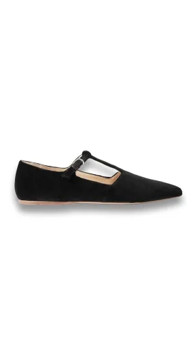   NET SUSTAIN Lola Ballerina Organic Cotton-velvet Mary Jane Point-toe Flats