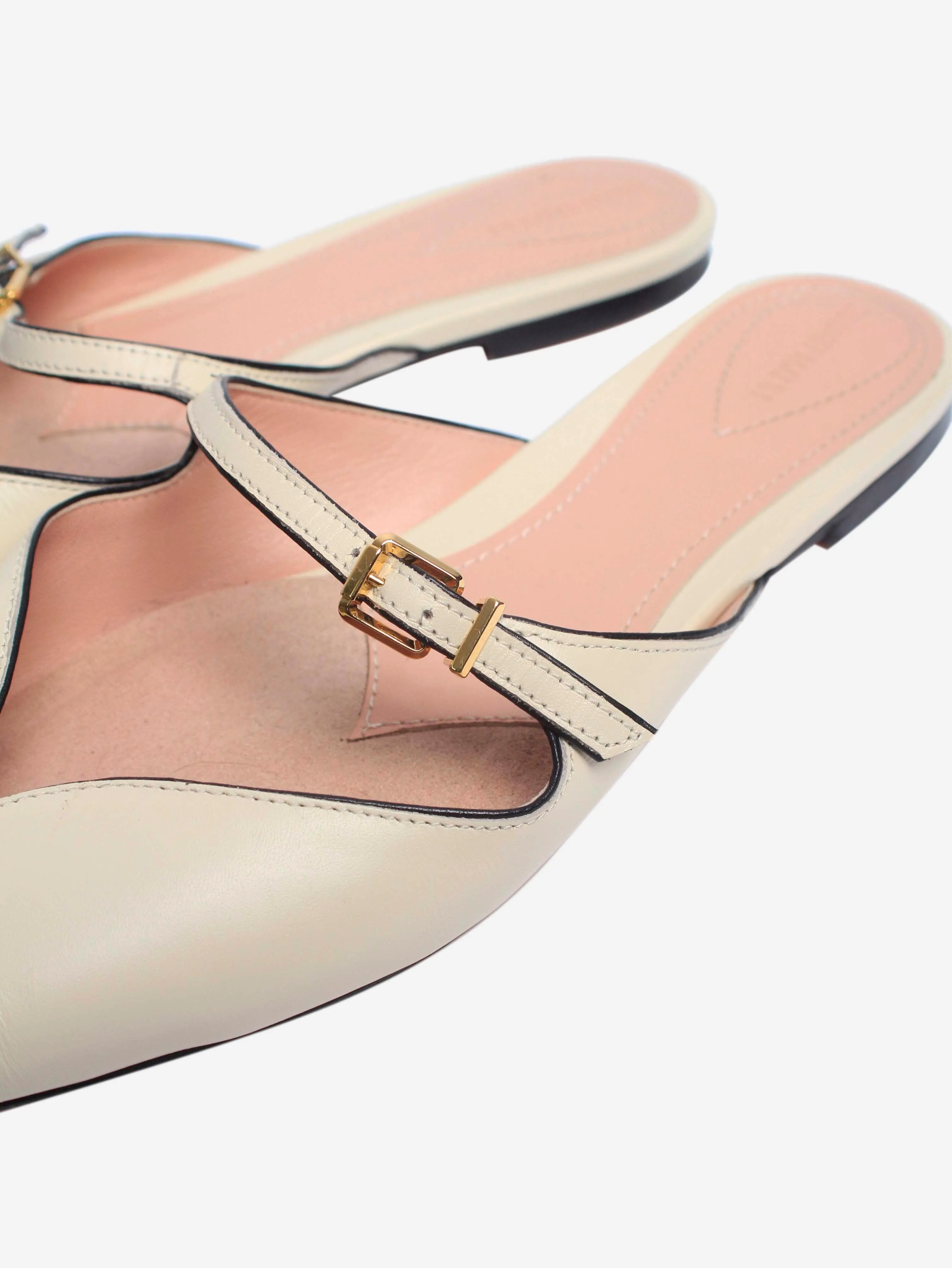 Neutral leather pointed-toe flats - size EU 40