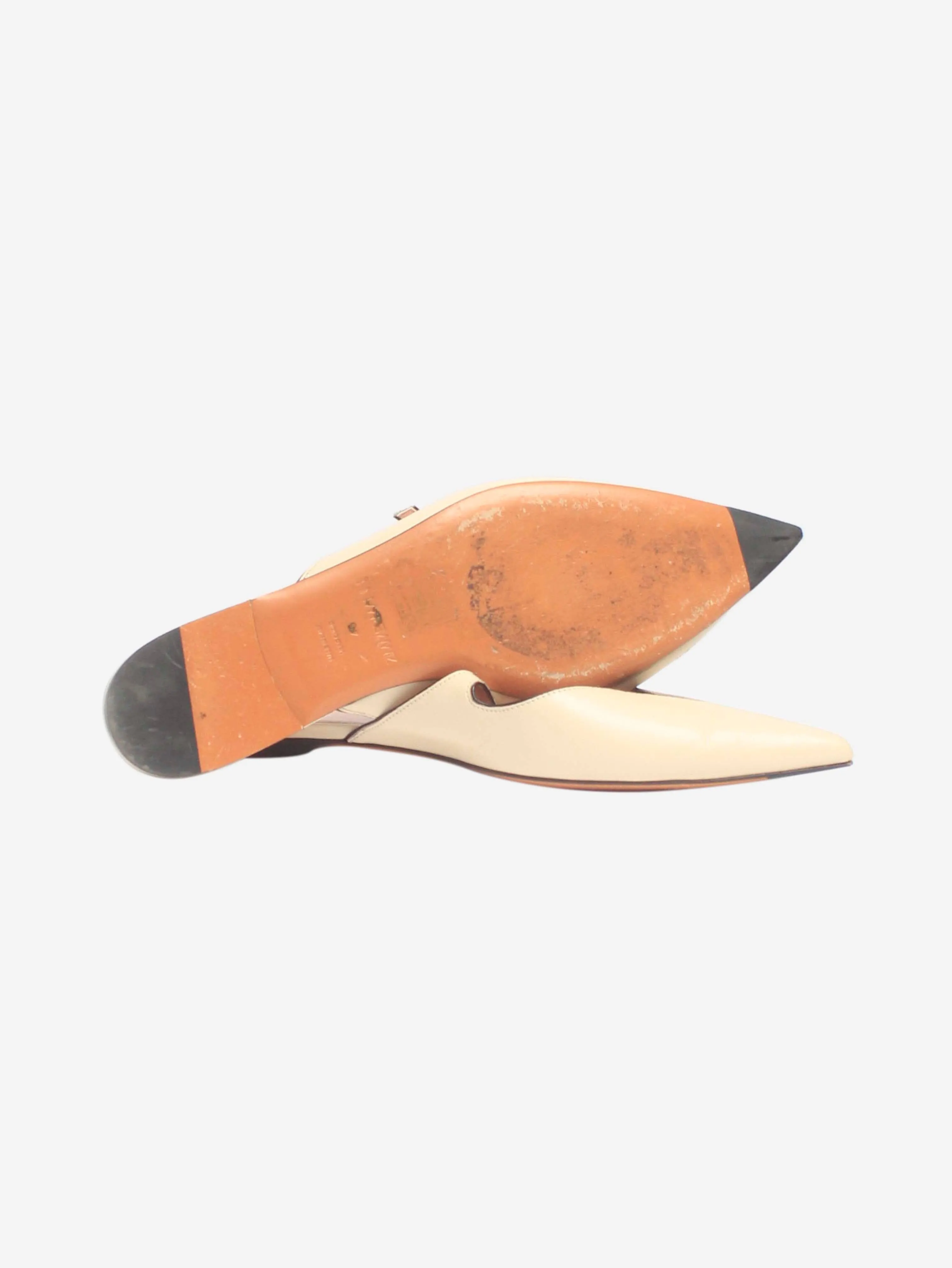 Neutral leather pointed-toe flats - size EU 40