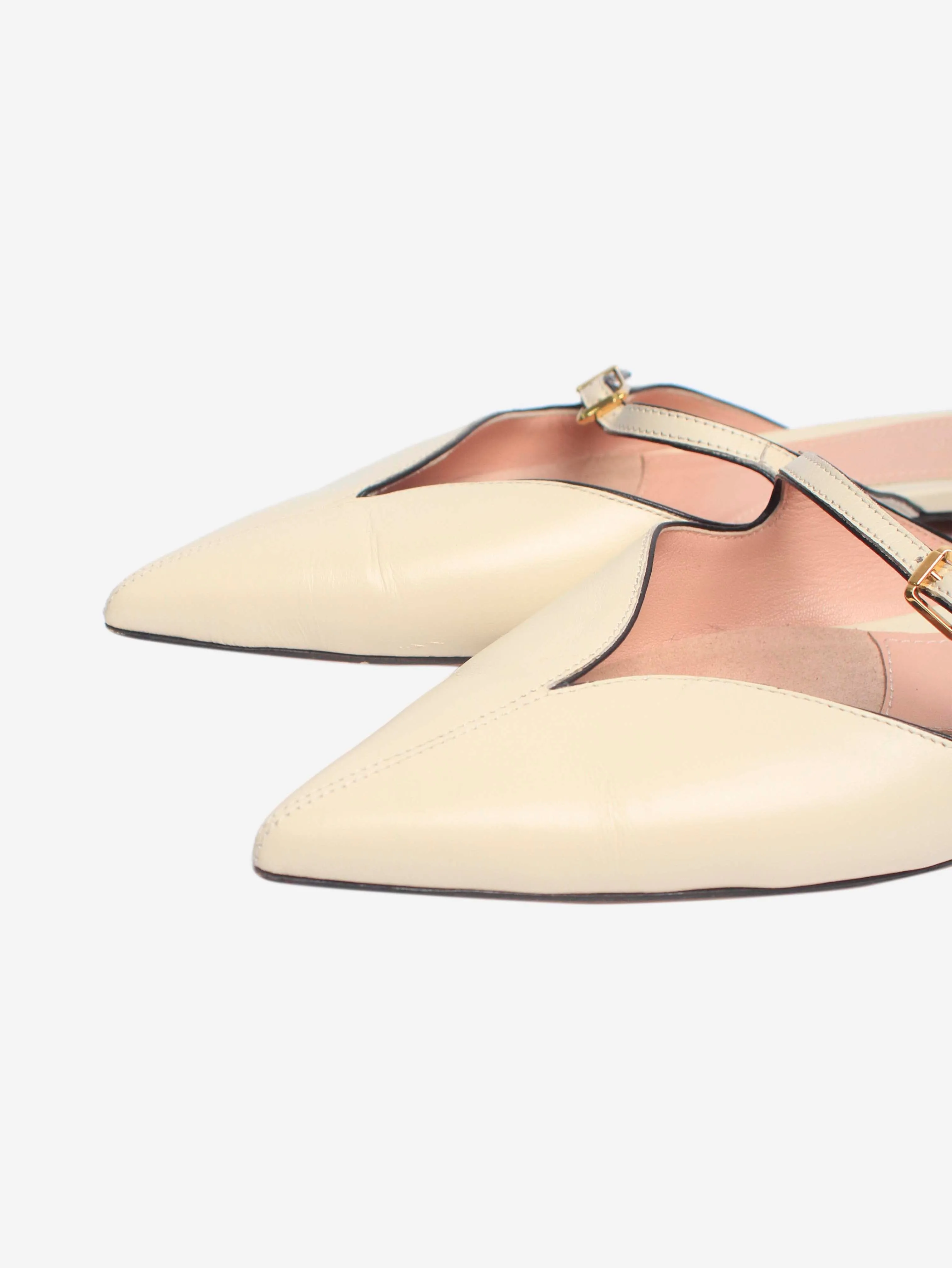 Neutral leather pointed-toe flats - size EU 40