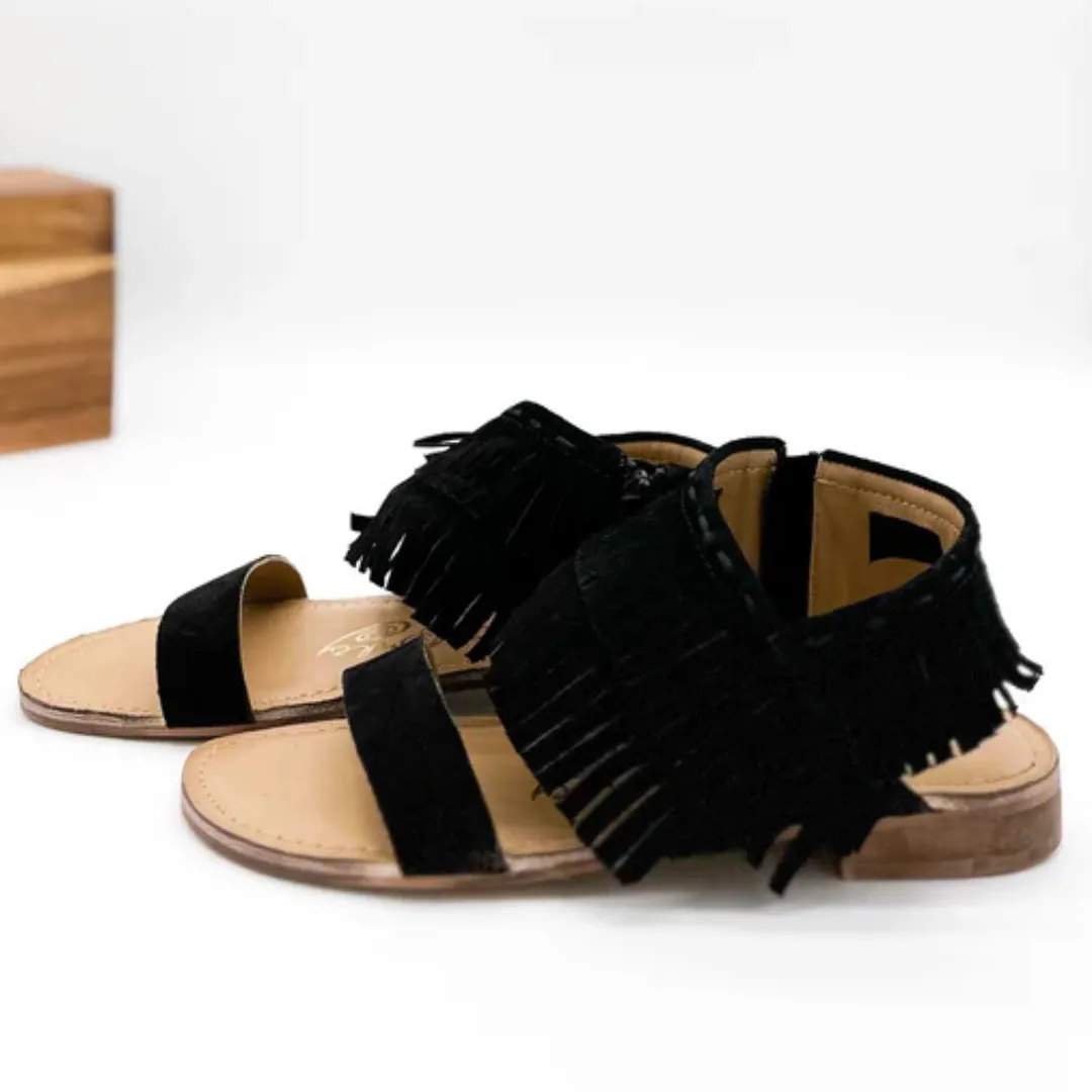 Online Exclusive | Fringe Star Sandal in Black