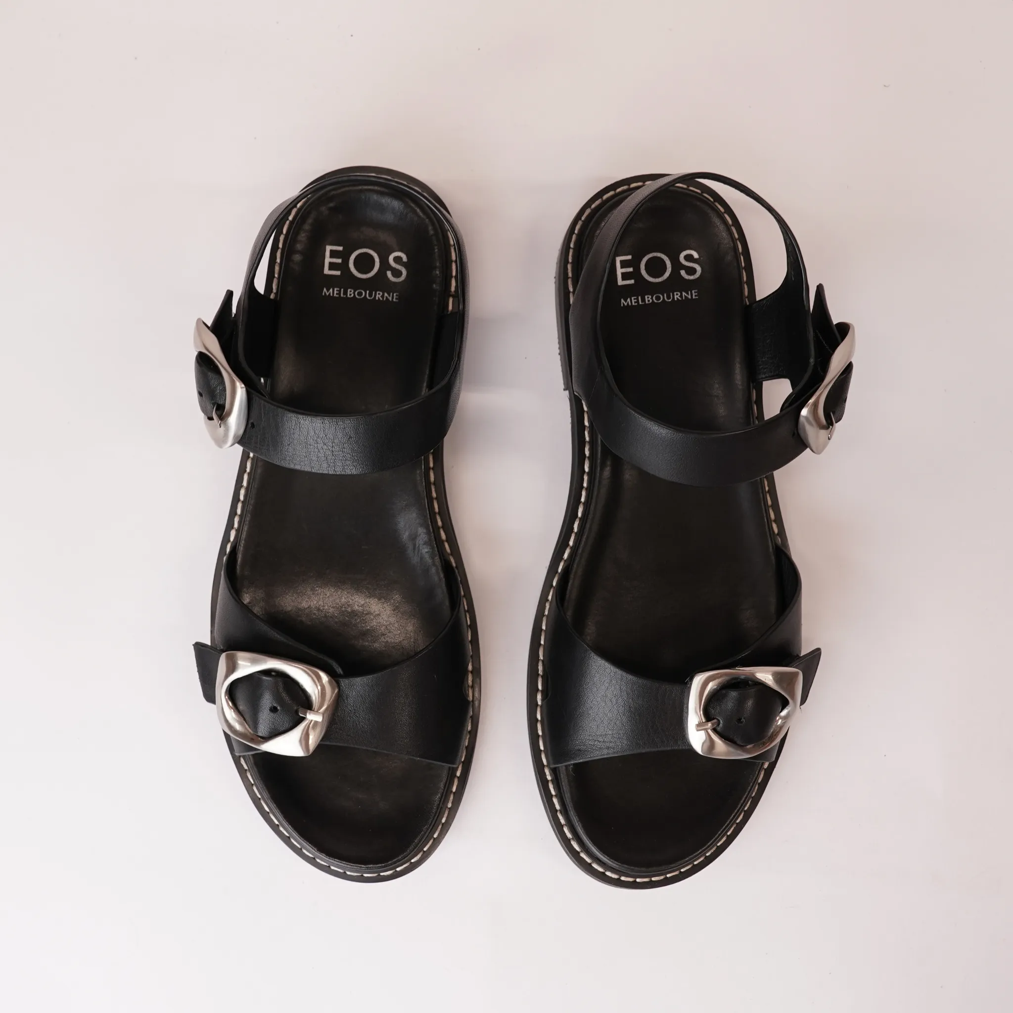 Ornice Black Leather Sandals