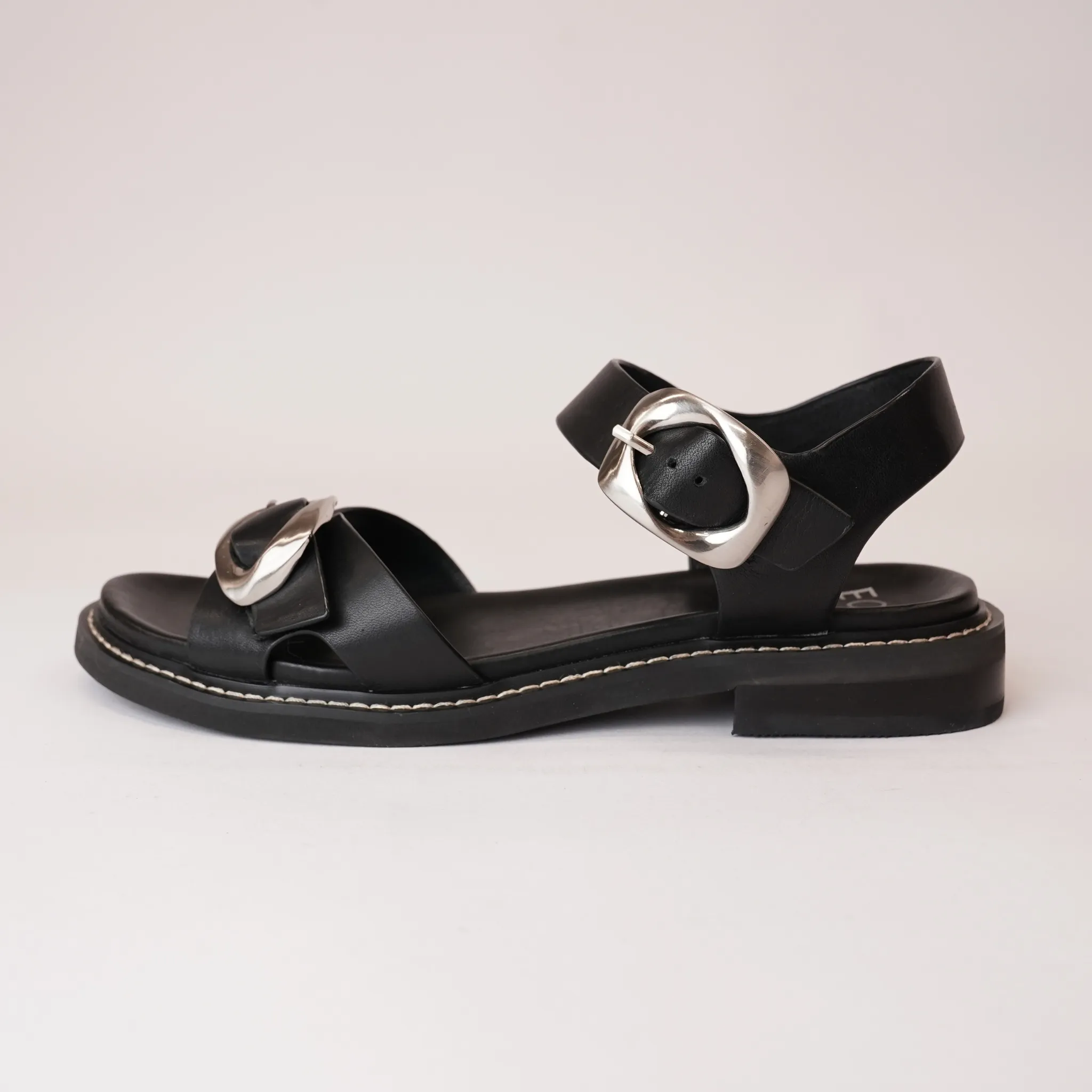 Ornice Black Leather Sandals