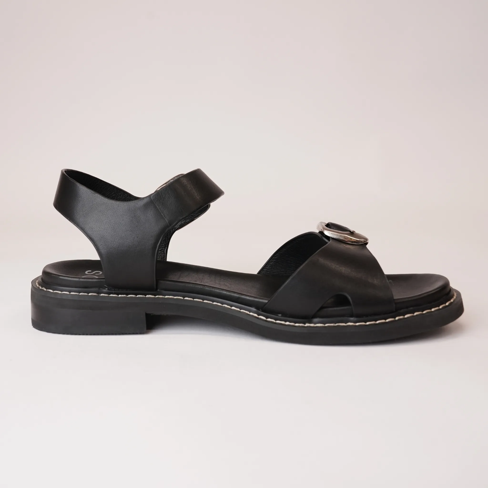 Ornice Black Leather Sandals